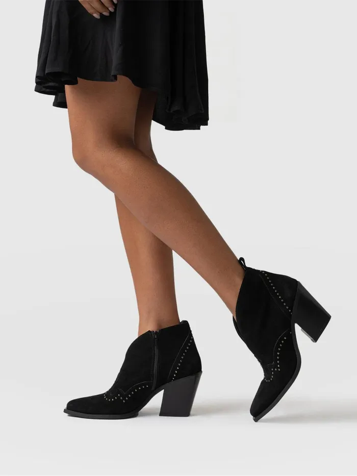 Saint And Sofia Leather Women Dallas Studded Ankle Boot 8211 Black Black