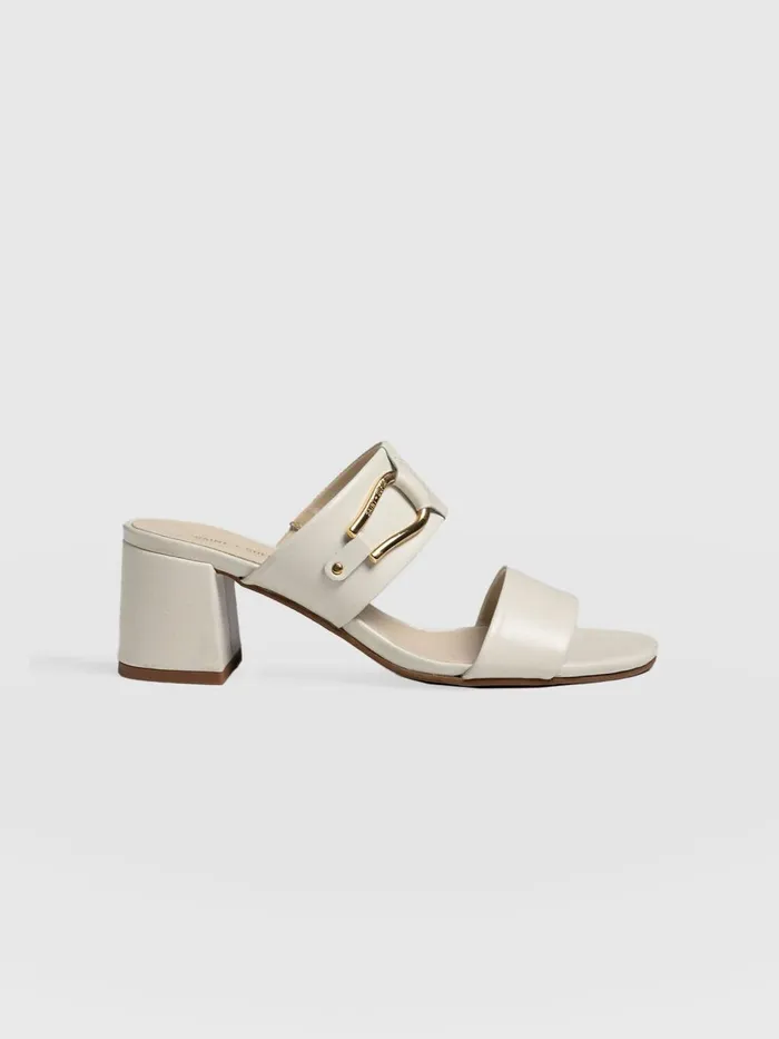 Saint And Sofia Leather Women Maida Block Heeled Mules 8211 Cream Cream
