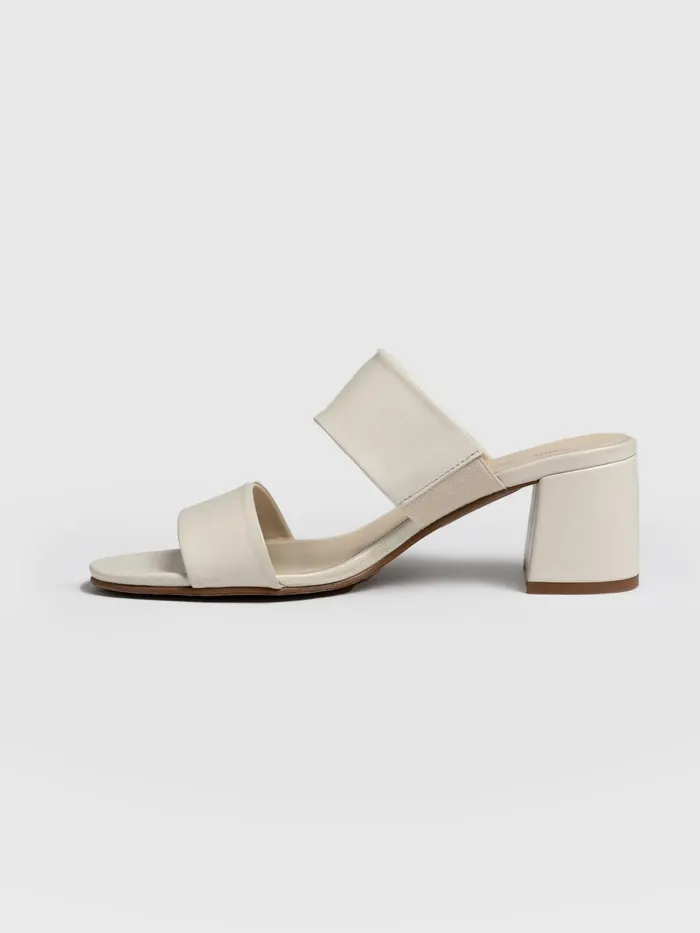 Saint And Sofia Leather Women Maida Block Heeled Mules 8211 Cream Cream