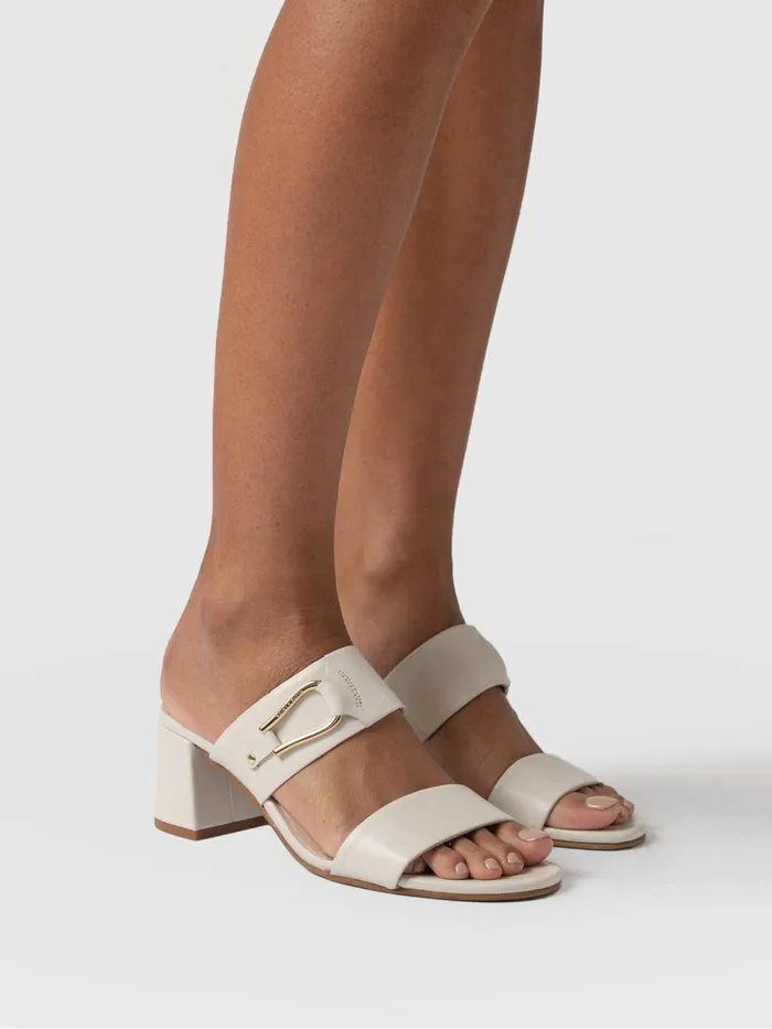 Saint And Sofia Leather Women Maida Block Heeled Mules 8211 Cream Cream