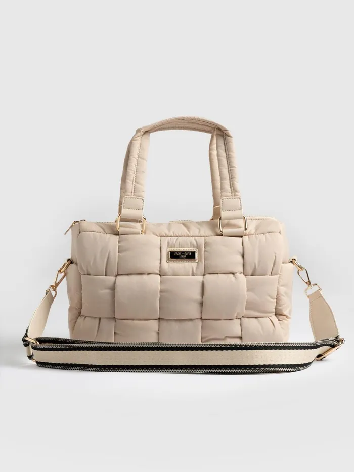 Saint And Sofia Nylon Bags Women Woven Duffle Bag 8211 Cream Cream