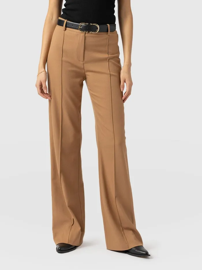 Saint And Sofia Pants Women Cambridge Tailored Wide Leg Pant 8211 Camel Camel