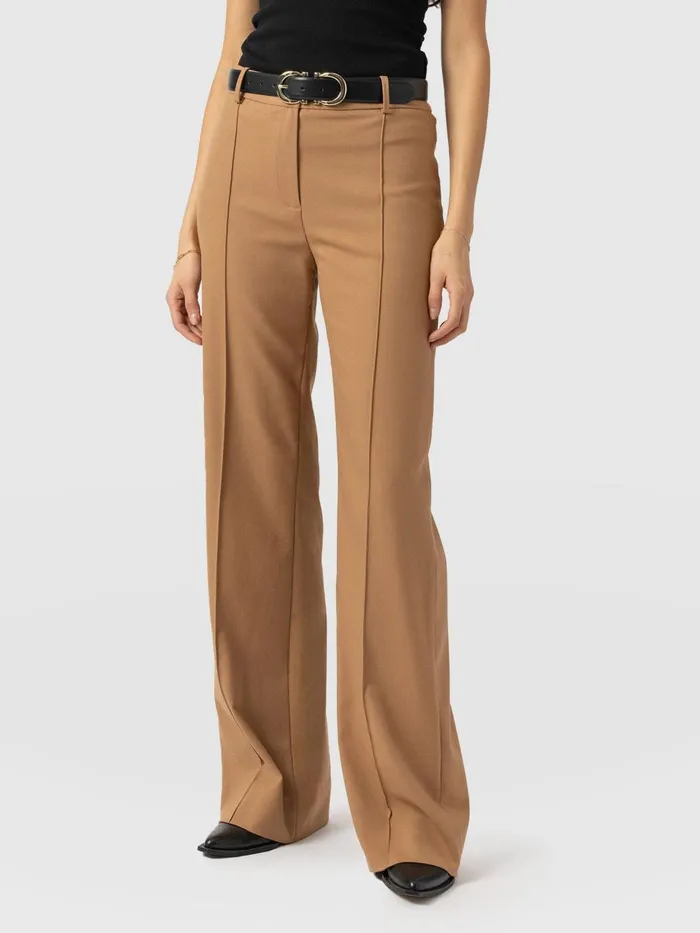 Saint And Sofia Pants Women Cambridge Tailored Wide Leg Pant 8211 Camel Camel