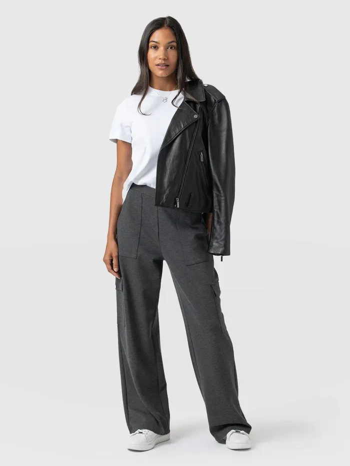 Saint And Sofia Pants Women Cargo Chelsea Wide Leg Pant 8211 Charcoal Charcoal