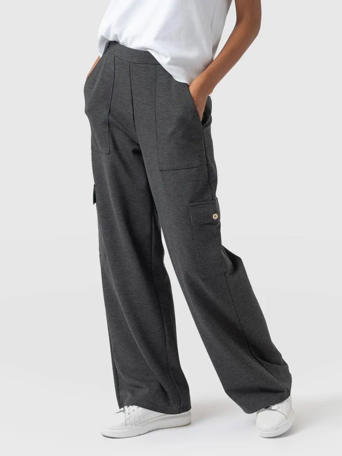 Saint And Sofia Pants Women Cargo Chelsea Wide Leg Pant 8211 Charcoal Charcoal