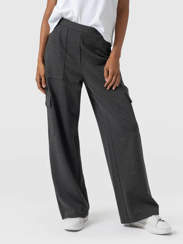 Saint And Sofia Pants Women Cargo Chelsea Wide Leg Pant 8211 Charcoal Charcoal