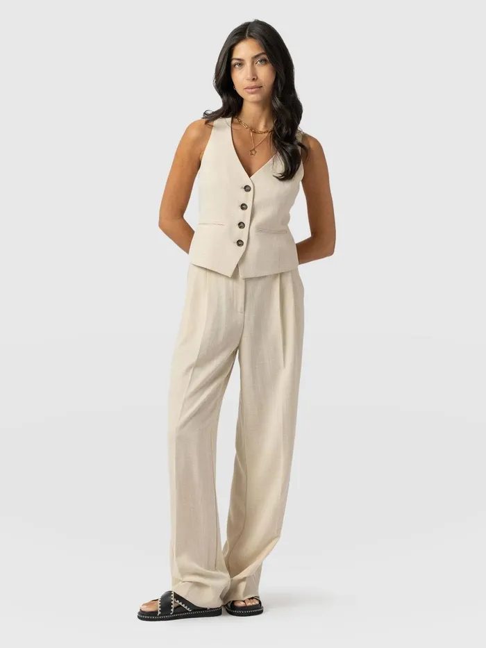 Saint And Sofia Pants Women Emery Wide Leg Pant 8211 Cream Cream