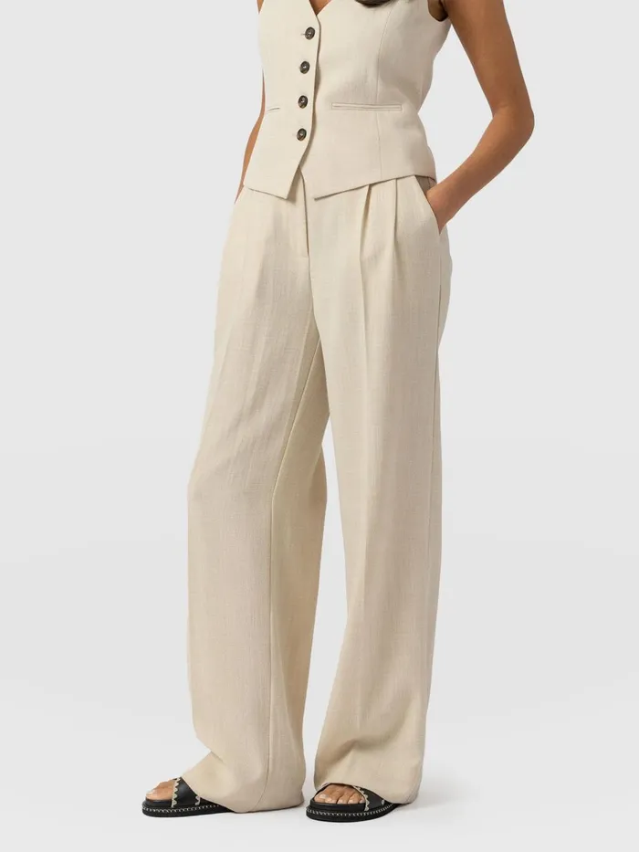 Saint And Sofia Pants Women Emery Wide Leg Pant 8211 Cream Cream