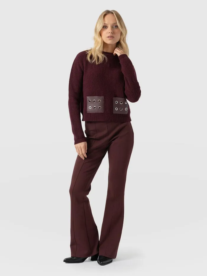 Saint And Sofia Pants Women Fearne Flare Legging 8211 Maroon Maroon