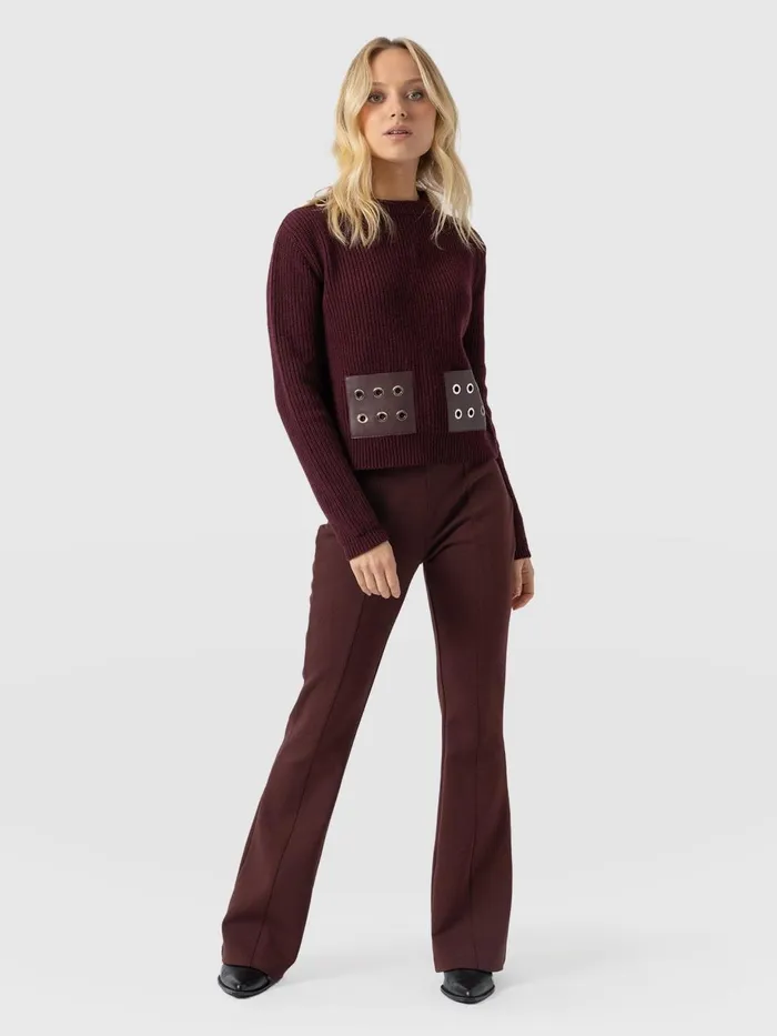 Saint And Sofia Pants Women Fearne Flare Legging 8211 Maroon Maroon