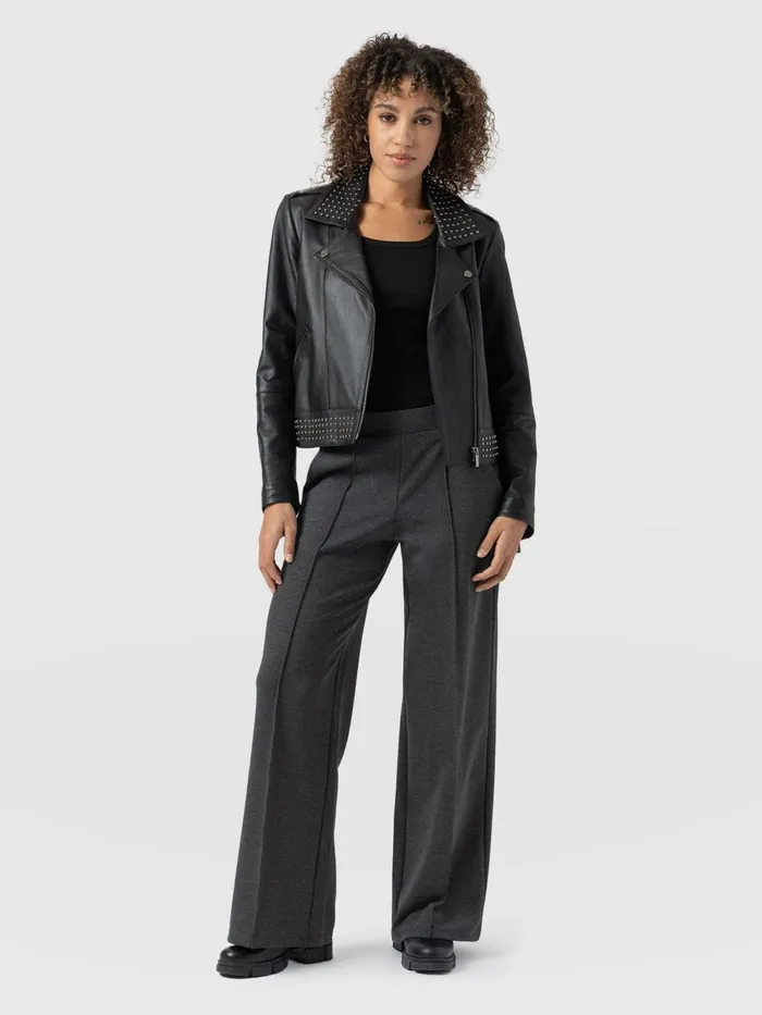 Saint And Sofia Pants Women Keller Wide Leg Pant 8211 Charcoal Charcoal