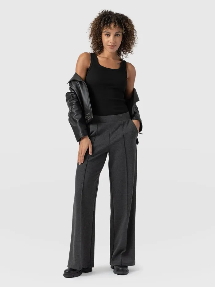 Saint And Sofia Pants Women Keller Wide Leg Pant 8211 Charcoal Charcoal