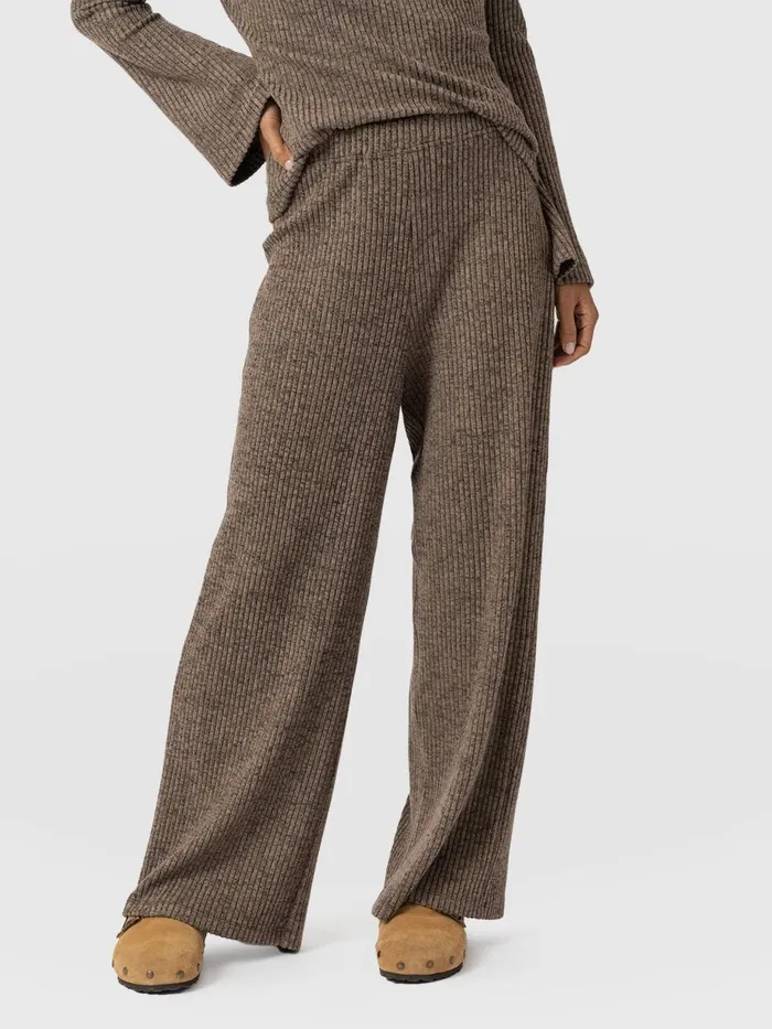 Saint And Sofia Pants Women Victory Rib Wide Leg Pant 8211 Beige Beige