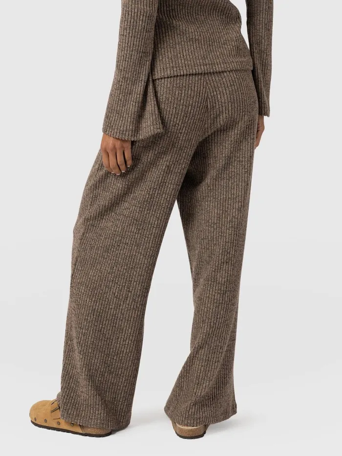 Saint And Sofia Pants Women Victory Rib Wide Leg Pant 8211 Beige Beige