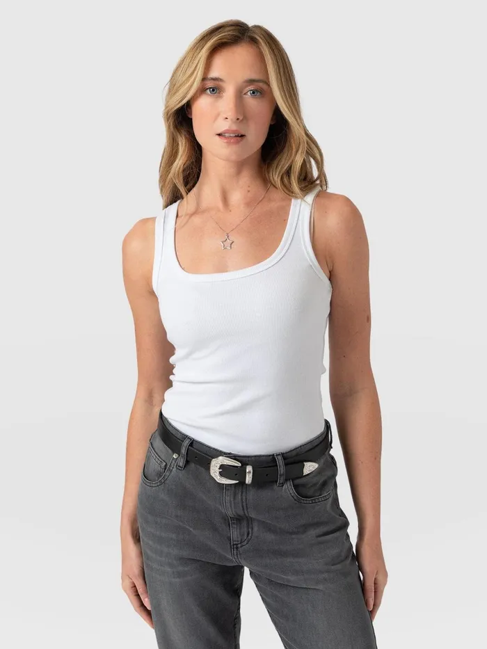 Saint And Sofia TShirts and Tanks Women Asher Scoop Neck Vest 8211 White White