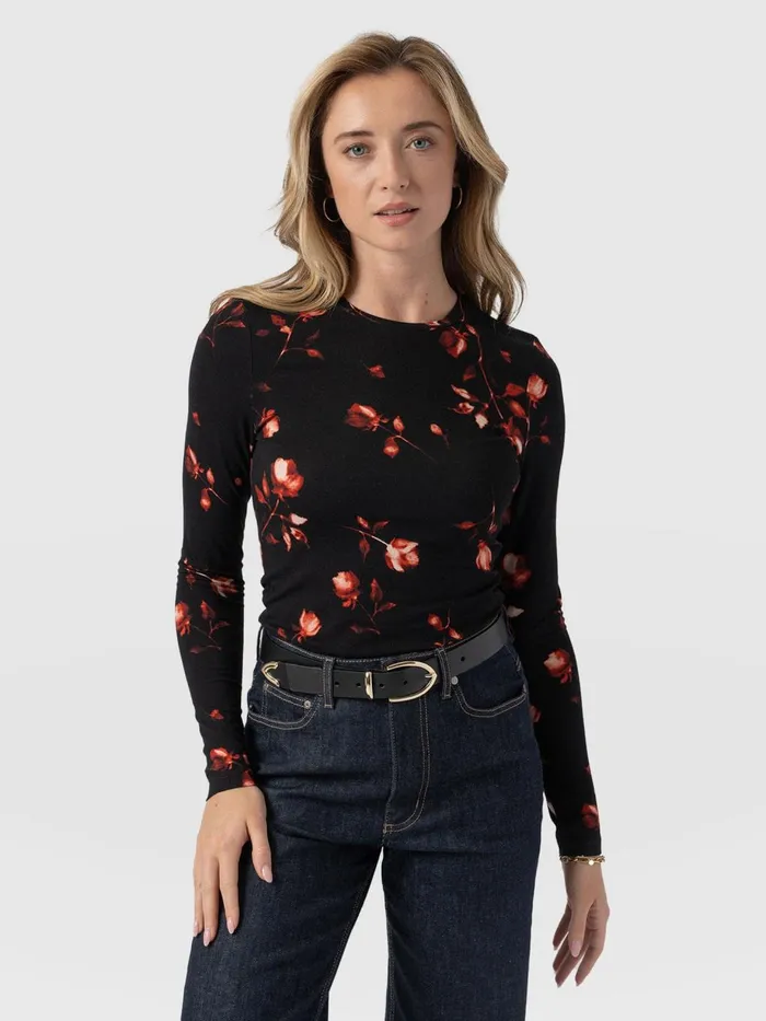 Saint And Sofia TShirts and Tanks Women Austen Crew Neck Long Sleeve Tee 8211 Dark Roses Dark Roses Saint And Sofia TShirts and Tanks Women Austen Crew Neck Long Sleeve Tee 8211 Dark Roses Dark Roses