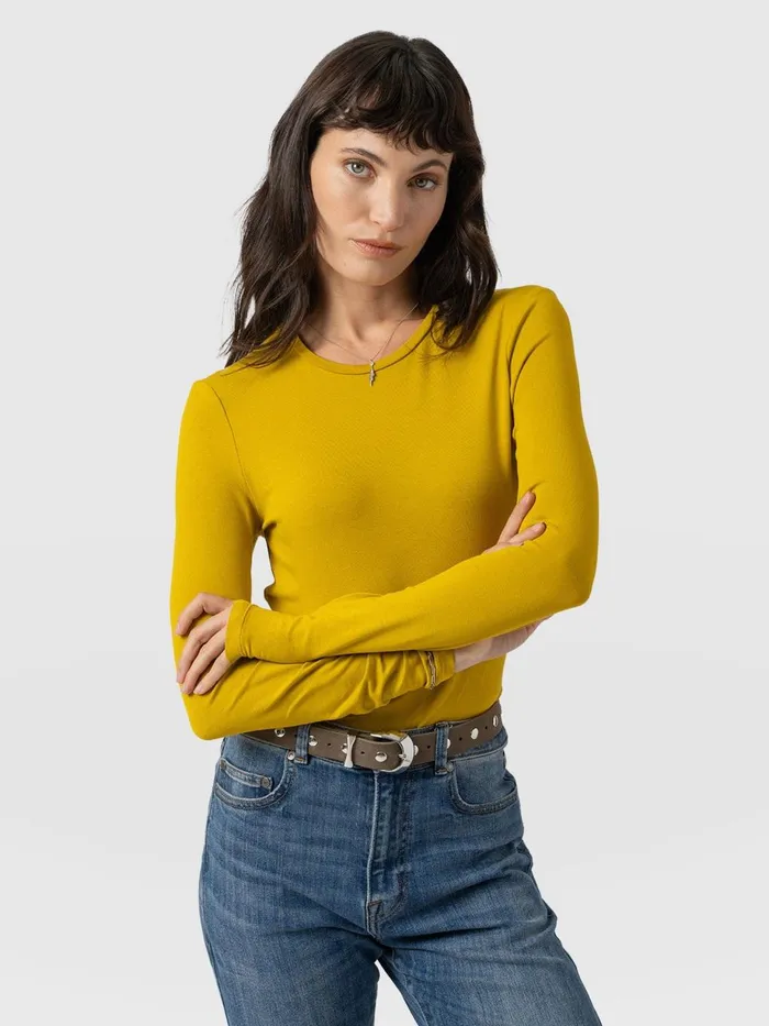 Saint And Sofia TShirts and Tanks Women Austen Crew Neck Long Sleeve Tee 8211 Mustard Mustard Saint And Sofia TShirts and Tanks Women Austen Crew Neck Long Sleeve Tee 8211 Mustard Mustard