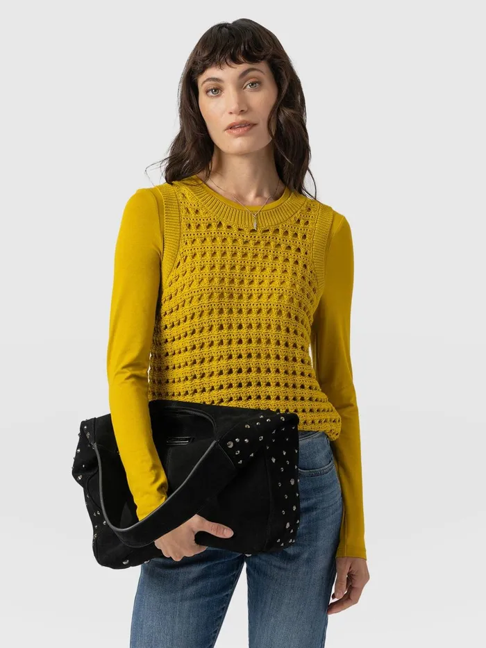 Saint And Sofia TShirts and Tanks Women Austen Crew Neck Long Sleeve Tee 8211 Mustard Mustard