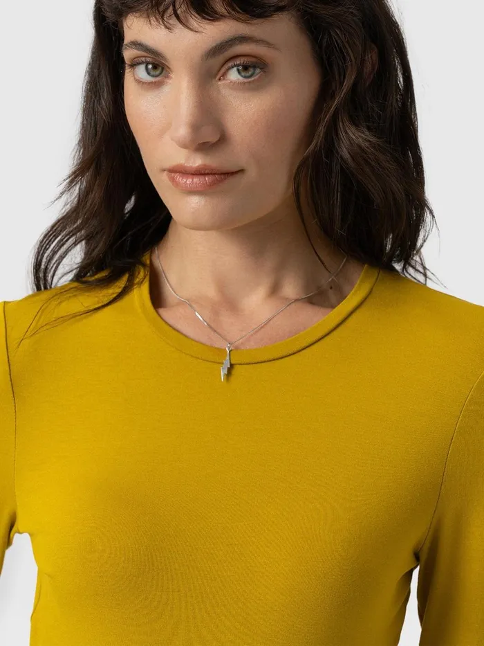 Saint And Sofia TShirts and Tanks Women Austen Crew Neck Long Sleeve Tee 8211 Mustard Mustard