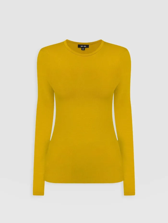 Saint And Sofia TShirts and Tanks Women Austen Crew Neck Long Sleeve Tee 8211 Mustard Mustard