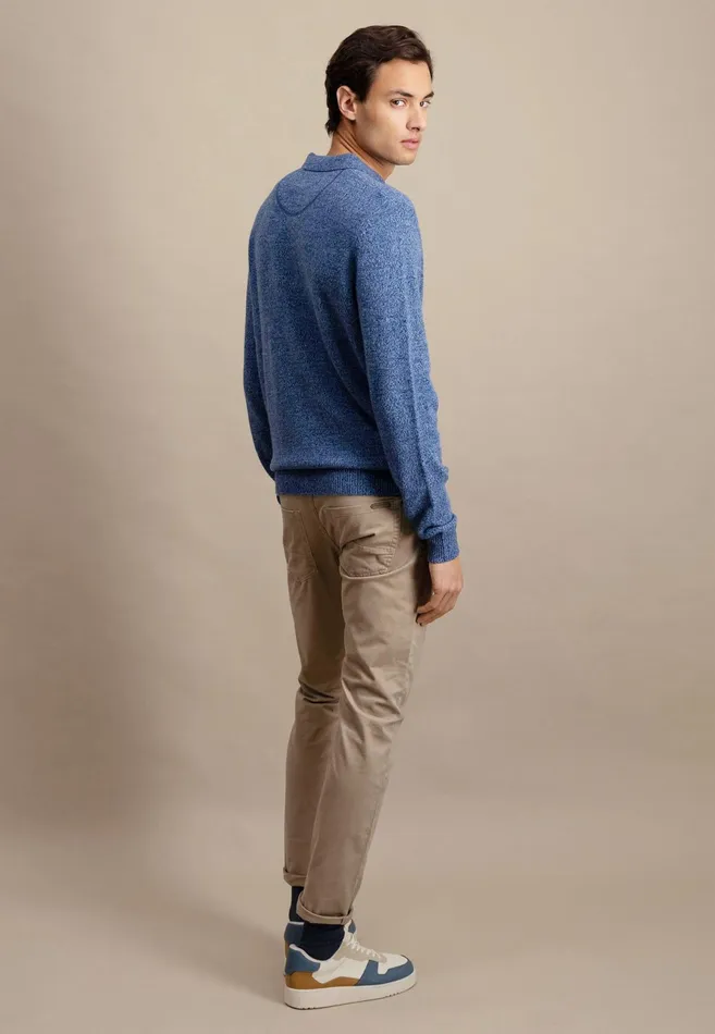 Sale Men FYNCHHATTON Long Arm Knitting Polo Shirt Made Of KashmirWollmix Steelnight