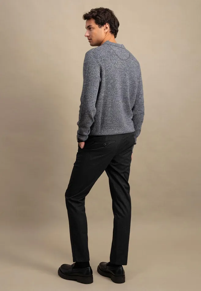 Sale Men FYNCHHATTON Long Arm Knitting Polo Shirt Made Of KashmirWollmix Steelnight