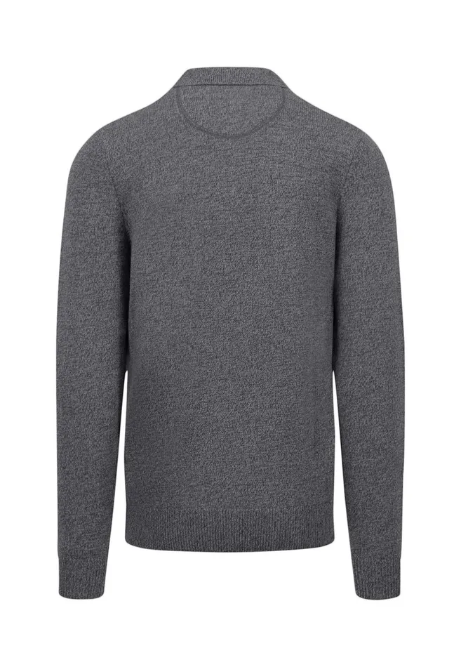 Sale Men FYNCHHATTON Long Arm Knitting Polo Shirt Made Of KashmirWollmix Steelnight