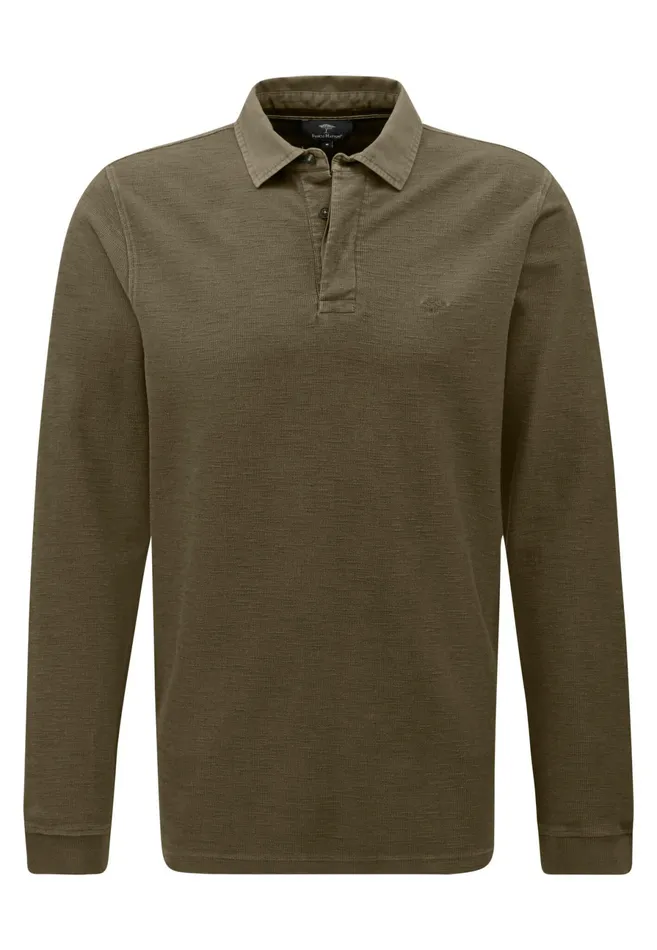 Sale Men FYNCHHATTON Longsleeved Shirt With Polo Collar Deep Forestnavyburnn Orange Sale Men FYNCHHATTON Longsleeved Shirt With Polo Collar Deep Forestnavyburnn Orange