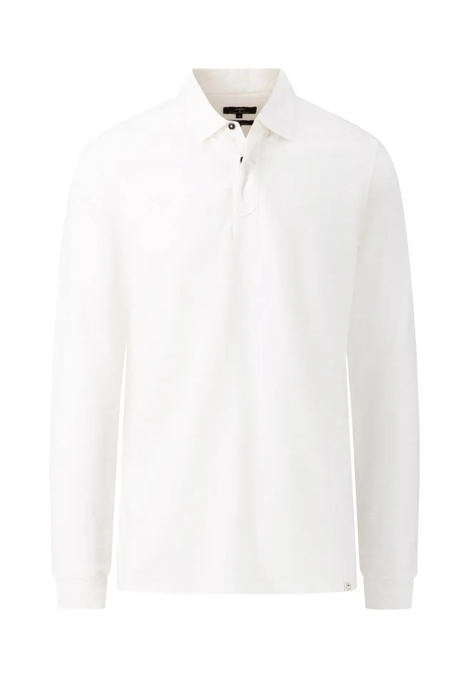 Sale Men FYNCHHATTON Longsleeved Shirt With Polo Collar Deep Forestnavyburnn Orange