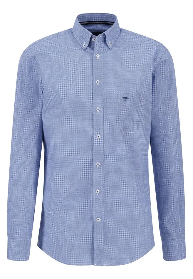 Sale Men FYNCHHATTON Premium Cotton Shirt Offwhitenightwavenavy