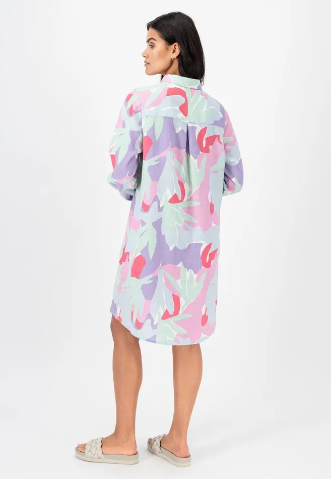 Sale Women FYNCHHATTON Floral Patterned Blouse Dress In Midi Length Fresh Mint