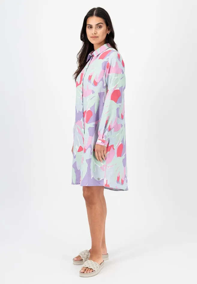 Sale Women FYNCHHATTON Floral Patterned Blouse Dress In Midi Length Fresh Mint