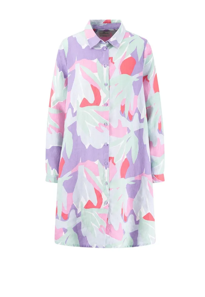 Sale Women FYNCHHATTON Floral Patterned Blouse Dress In Midi Length Fresh Mint
