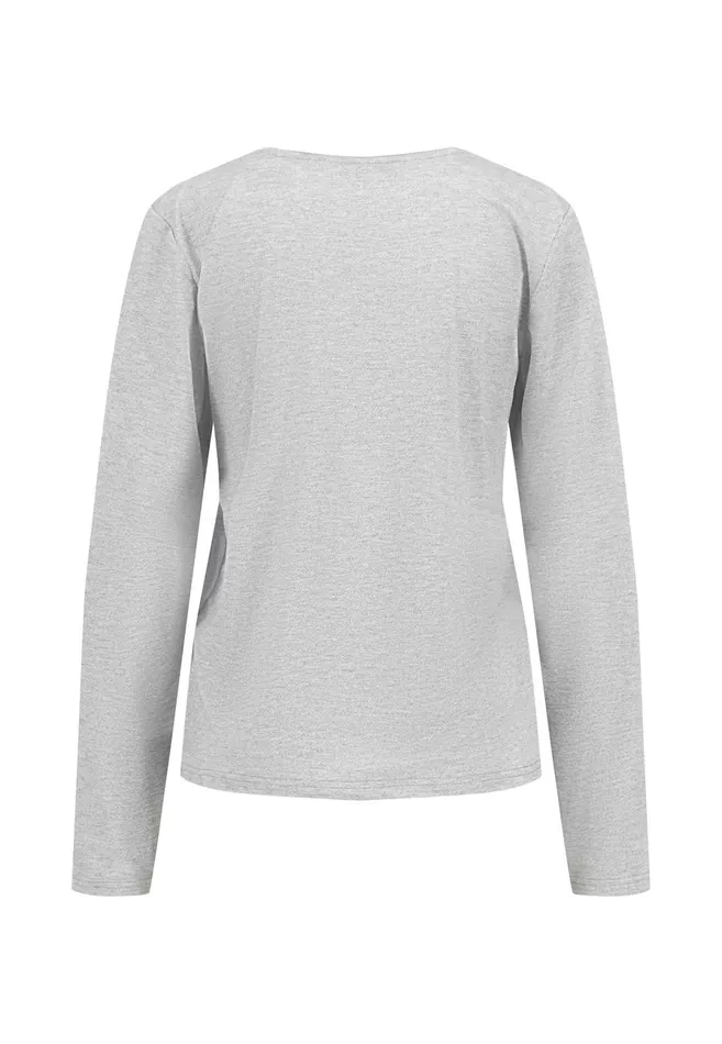 Sale Women FYNCHHATTON Longsleeved Shirt Made Of Viscose Mix With A Circular Neckline Silver Graywarm Gray