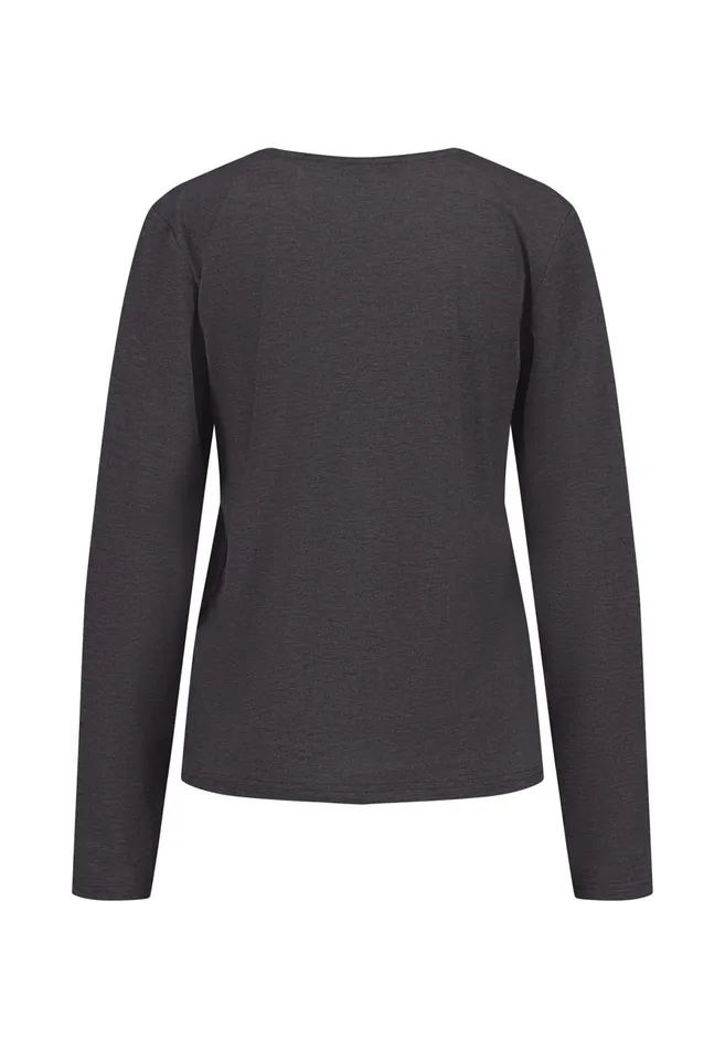 Sale Women FYNCHHATTON Longsleeved Shirt Made Of Viscose Mix With A Circular Neckline Silver Graywarm Gray