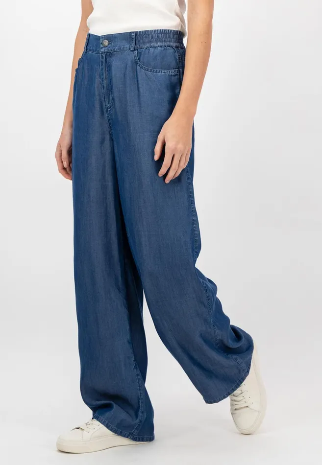 Sale Women FYNCHHATTON Wideleg Pants In Denim Look Ocean Blue