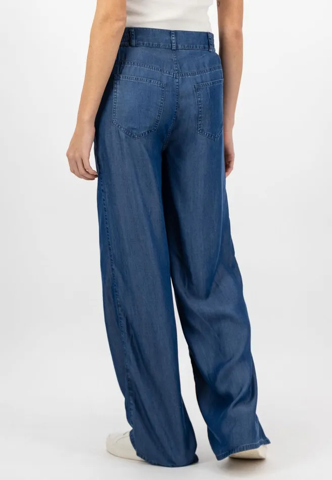 Sale Women FYNCHHATTON Wideleg Pants In Denim Look Ocean Blue Sale Women FYNCHHATTON Wideleg Pants In Denim Look Ocean Blue