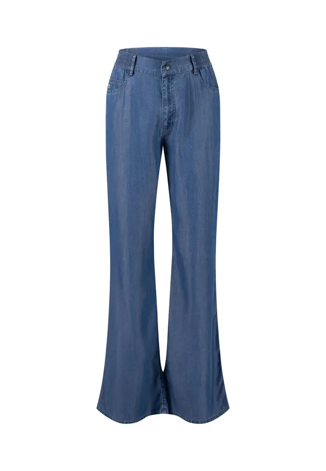 Sale Women FYNCHHATTON Wideleg Pants In Denim Look Ocean Blue Sale Women FYNCHHATTON Wideleg Pants In Denim Look Ocean Blue