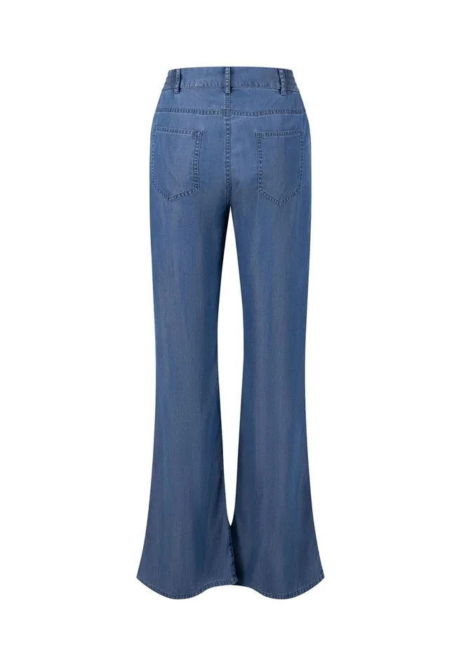 Sale Women FYNCHHATTON Wideleg Pants In Denim Look Ocean Blue Sale Women FYNCHHATTON Wideleg Pants In Denim Look Ocean Blue