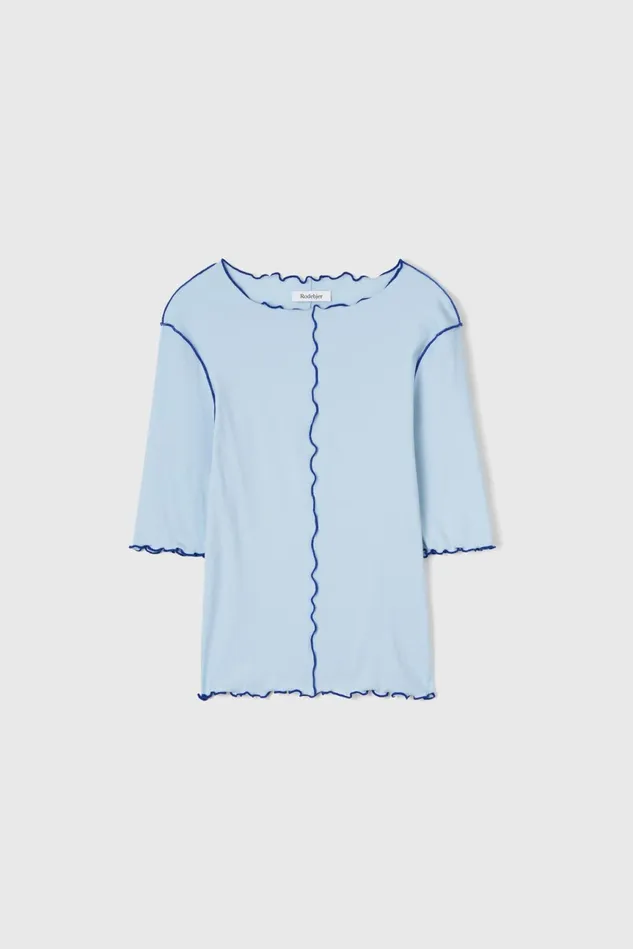 Samantha Rib Jersey Top Fog Blue Women Rodebjer Tops