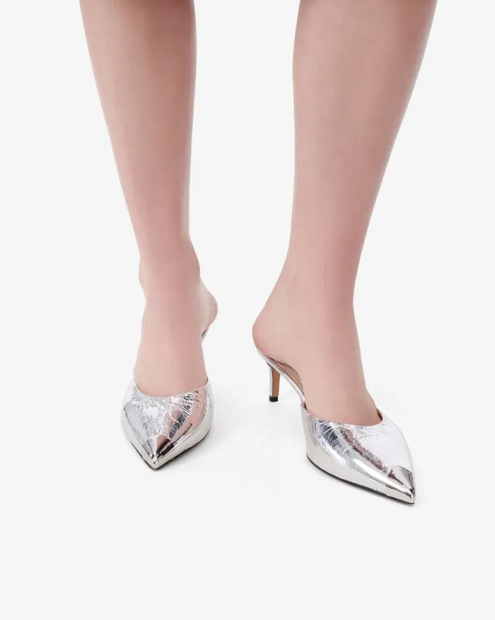 Sandals Women IRO KAIA SLIVER LEATHER MULES