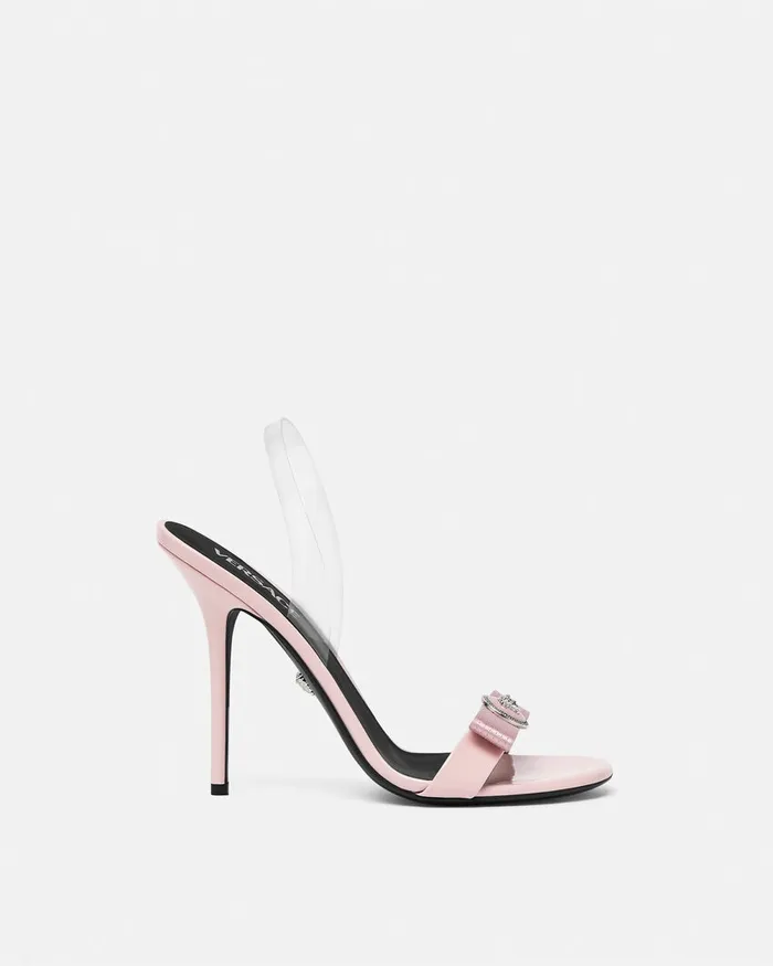Sandals Women Versace Gianni Ribbon Slingback Sandals 110 Mm Light Pink