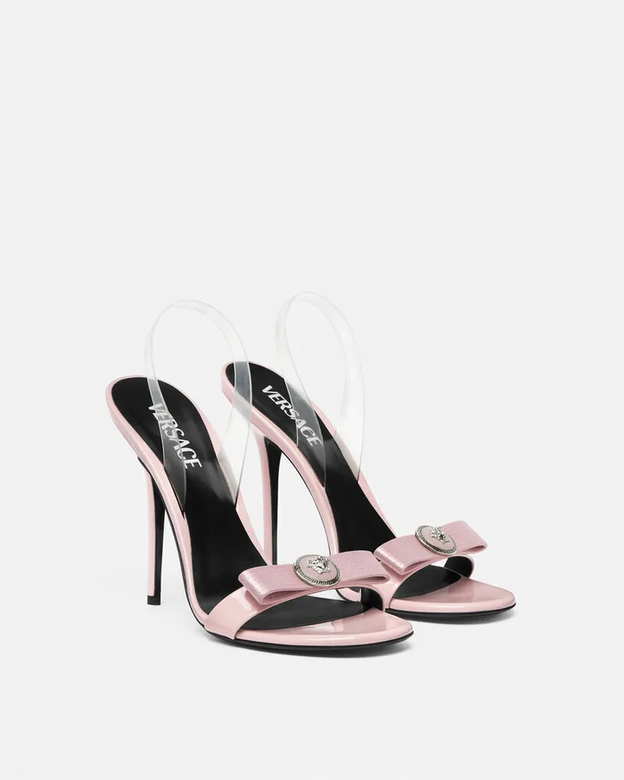 Sandals Women Versace Gianni Ribbon Slingback Sandals 110 Mm Light Pink