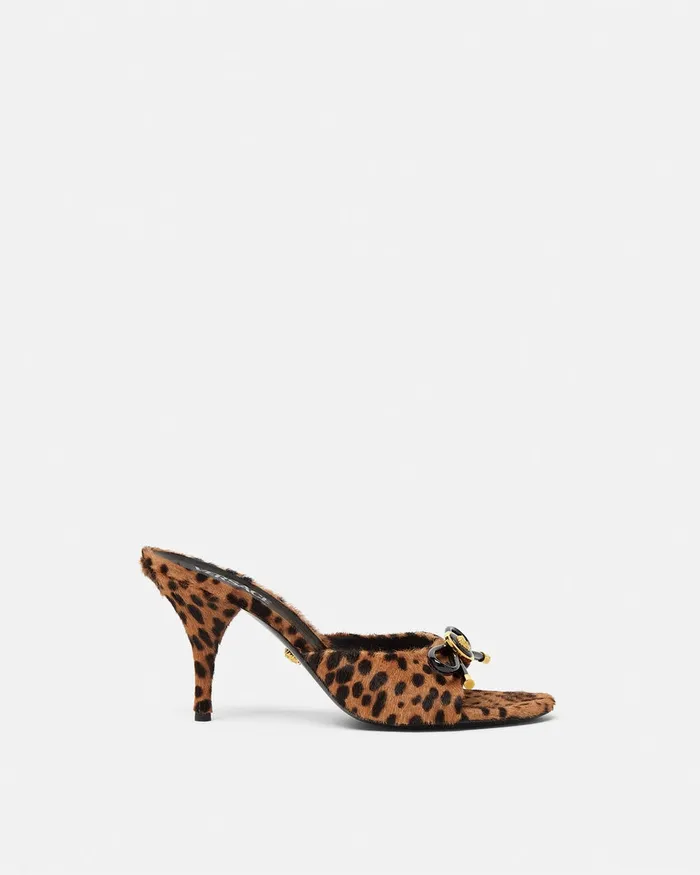 Sandals Women Versace Leopard Opera Bow Mules 85 Mm Animalier