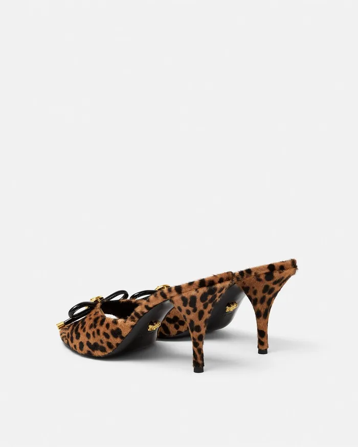 Sandals Women Versace Leopard Opera Bow Mules 85 Mm Animalier