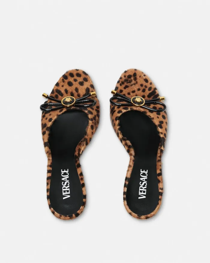 Sandals Women Versace Leopard Opera Bow Mules 85 Mm Animalier