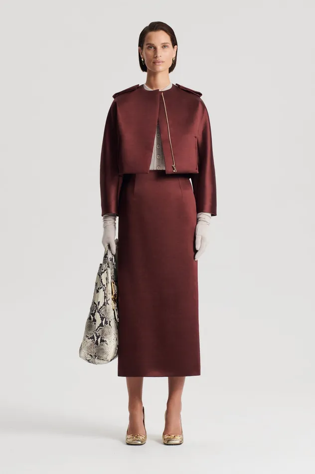 SATIN COCOON SLEEVE JACKET BURGUNDY Jackets Scanlan Theodore Women