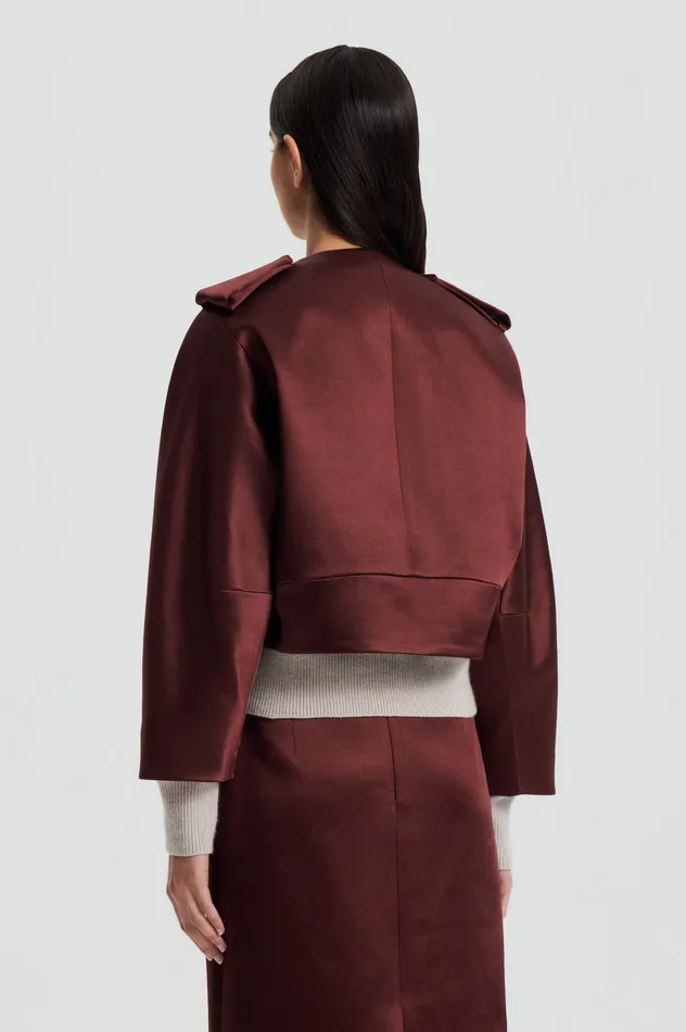 SATIN COCOON SLEEVE JACKET BURGUNDY Jackets Scanlan Theodore Women SATIN COCOON SLEEVE JACKET BURGUNDY Jackets Scanlan Theodore Women