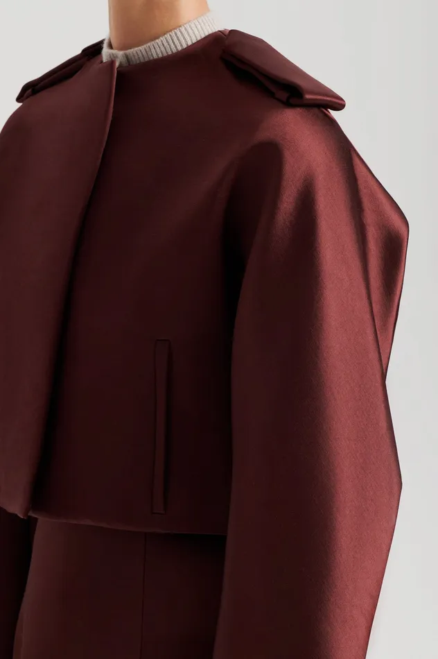 SATIN COCOON SLEEVE JACKET BURGUNDY Jackets Scanlan Theodore Women SATIN COCOON SLEEVE JACKET BURGUNDY Jackets Scanlan Theodore Women