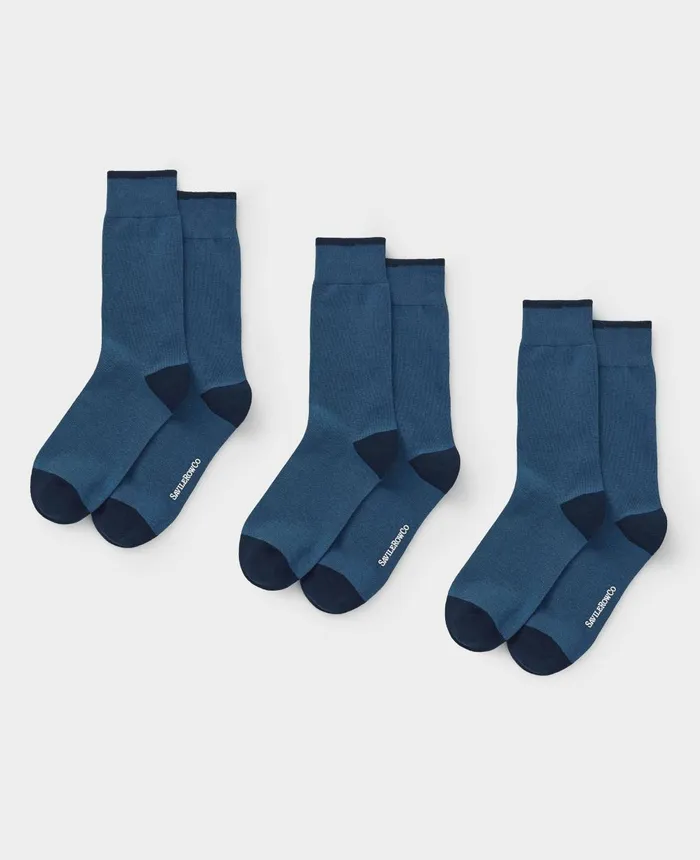 Savile Row Company Blue Cotton Mix Three Pack Socks Blue W Navy Men Socks